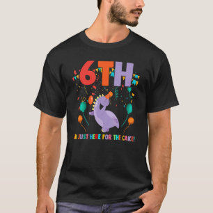 6. Ich bin nur hier für den Kuchen Geburtstag 6. T-Shirt