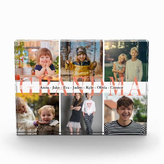 6 Individuelle Name Grandkid Foto-Geschenk für Oma Fotoblock (Vorderseite)
