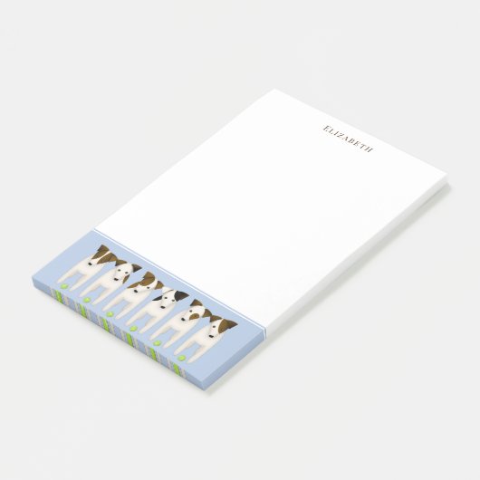 6 Jack Russell Terriers werfen Post-it Klebezettel (angewinkelt)