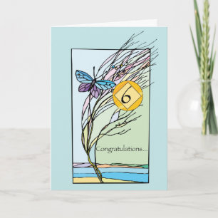 6. Jahr. NA Erholung Jubiläum Jeden Tag Schmetterl Karte