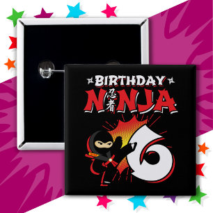 6 Jahre alt Comic Book Style Ninja 6. Geburtstag Button