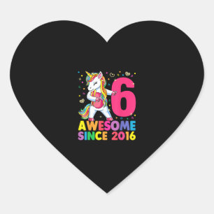 6 Jahre alt Einhorn Flossing 6. Geburtstag Girl Un Herz-Aufkleber