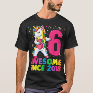 6 Jahre alt Einhorn Flossing 6. Geburtstag Mädchen T-Shirt