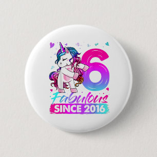 6 Jahre alt Einhorn Flossing 6. Geburtstagskarl Button