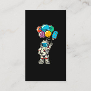 6 Jahre alt Geburtstag Astronauten Ballonplaneten Visitenkarte