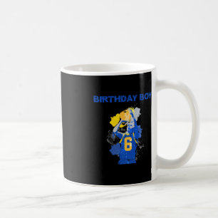 6 Jahre alt Geburtstag Junge blau und gelb Basketb Kaffeetasse