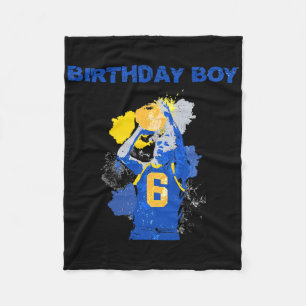 6 Jahre alt Geburtstag Junge blau und gelb Bysketb Fleecedecke