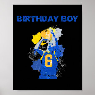6 Jahre alt Geburtstag Junge blau und gelb Bysketb Poster