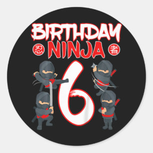 6 Jahre alt Ninja Geburtstagsparty Martial Arts Ka Runder Aufkleber