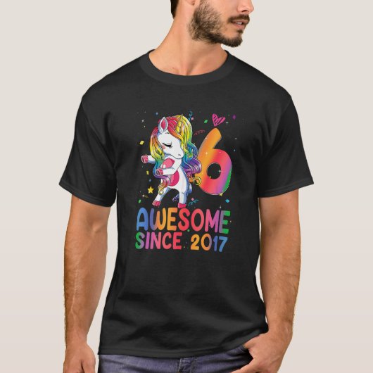 6 Jahre Alte Geschenke Girls Teens Dabbing Einhorn T-Shirt (Vorderseite)