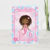 6 Jahre alte schwarze Meerjungfrau | Happy Birthda Karte (Vorderseite)