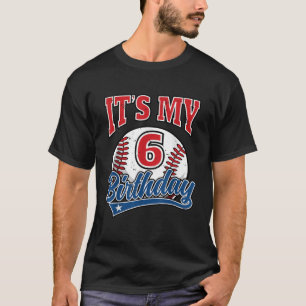6 Jahre alter Baseball Spieler 6. Geburtstagsparty T-Shirt