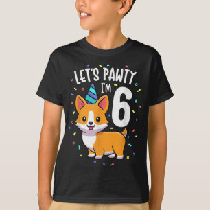 6 Jahre alter Corgi Hund über 6. Geburtstagsparty- T-Shirt