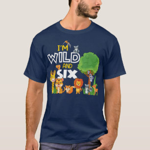 6 Jahre alter Junge Wilde Tiere Zoo Thema 6. Gebur T-Shirt
