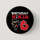 6 Jahre alter Karate Ninja Party Kinder 6. Geburts Button (Vorderseite)