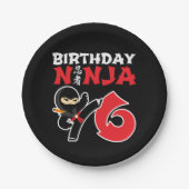 6 Jahre alter Karate Ninja Party Kinder 6. Geburts Pappteller (Vorderseite)
