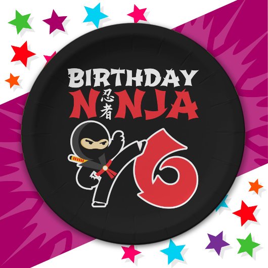 6 Jahre alter Karate Ninja Party Kinder 6. Geburts Pappteller