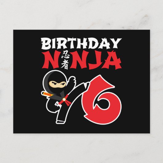 6 Jahre alter Karate Ninja Party Kinder 6. Geburts Postkarte (Vorderseite)