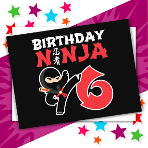 6 Jahre alter Karate Ninja Party Kinder 6. Geburts Postkarte
