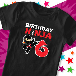 6 Jahre alter Karate Ninja Party Kinder 6. Geburts T-Shirt