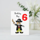 6 Jahre alter Piratenjunge Postkarte (Stehend Vorderseite)