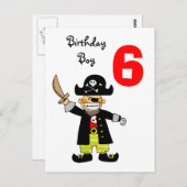 6 Jahre alter Piratenjunge Postkarte (Vorne/Hinten)