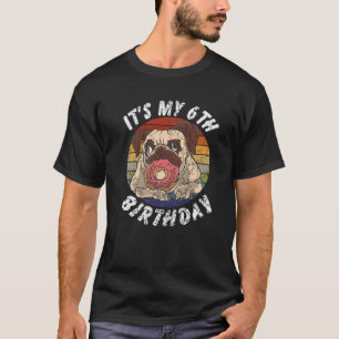 6 Jahre alter Pug und Donut Vintage Distressed 6. T-Shirt