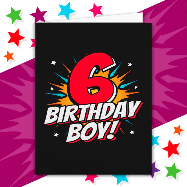 6 Jahre alter Superheld zum Geburtstag Junge 6. Ge Karte Zazzle.de