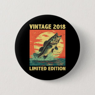 6 Jahre altes Geschenk 2018 Fischfang Fisch 6th B Button