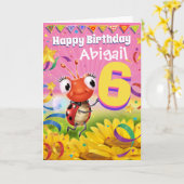 6 Jahre Custom Geburtstagkarte Little Ladybug Bere Karte (Gelbe Blume)