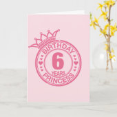 6 Jahre - GeburtstagPrinzessin - rosa Karte (Gelbe Blume)