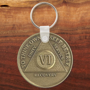 6 Jahre INDIVIDUELLE NAME Sober Medallion Schlüsselanhänger