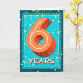 6 Jahre Mitarbeiterjubiläum - Fettzahl Karte (Gelbe Blume)