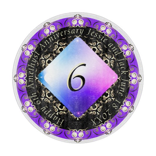 6. Jahrestag der Hochzeit von Amethyst Schneidebrett (Vorderseite)