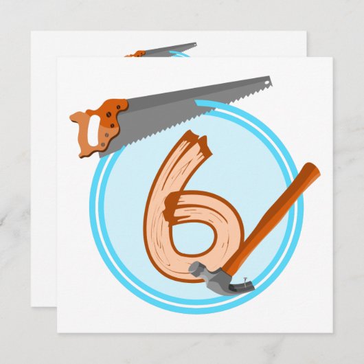 6-jährige Bastelwerkzeuge Geburtstagsgestaltung Einladung (Vorne/Hinten)