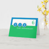 6-jährige Jubiläumskunden, grün, blau Karte (Gelbe Blume)