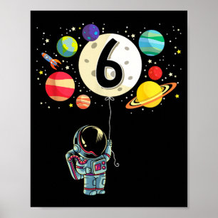 6-jähriger Geburtstagsjunge Astronaut 6. Geburtsta Poster