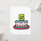 6-jähriger Geburtstagskuchen Karte (Vorderseite/Rückseite Beispiel)