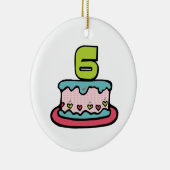 6-jähriger Geburtstagskuchen Keramik Ornament (Rechts)
