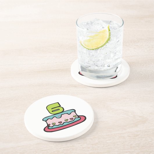 6-jähriger Geburtstagskuchen Untersetzer (Seite)