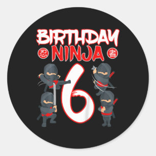 6-jähriger Ninja-Geburtstagsfeier Martial Arts Kar Runder Aufkleber