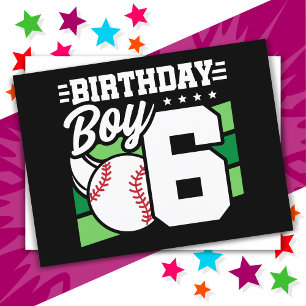 6-jähriges Baseball-Party-Thema 6. Geburtstag Jung Postkarte