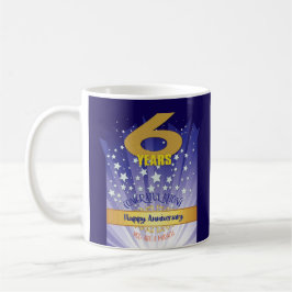 6-jähriges CUSTOM Erholung Jubiläum Fett Zahlen Kaffeetasse