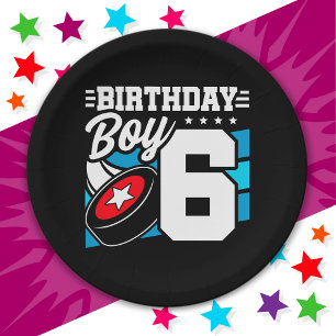 6-jähriges Hockey Party Thema 6. Geburtstag Junge Pappteller