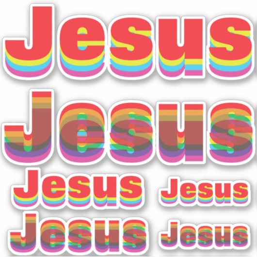6 Jesus Name (2 Designs, 3 Größen) Rainbow Offset Aufkleber (Vorderseite)