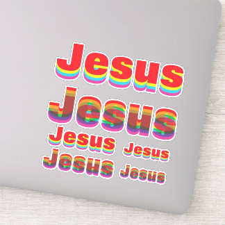 6 Jesus Name (2 Designs, 3 Größen) Rainbow Offset Aufkleber