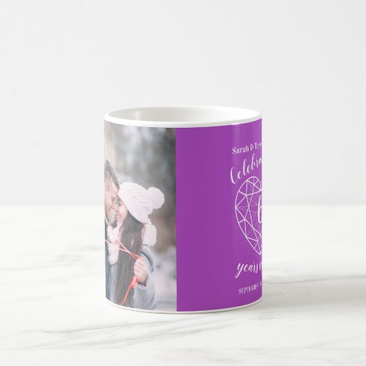 6. Jubiläum lila Amateurherz-Custom-Foto Kaffeetasse (Mittel)