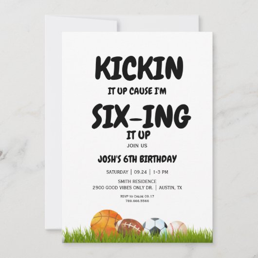 6. Junge Kickin it Up Birthday Party Einladung (Vorderseite)
