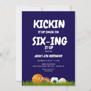 6. Jungen Kickin it Up Blue Geburtstagsfeier Einladung