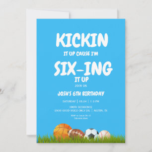6. Jungen - Kickin it Up Blue Geburtstagsfeier II Einladung